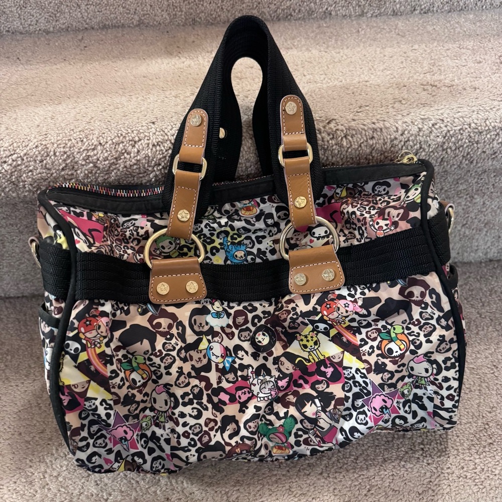 Rare LeSportsac x Tokidoki Leo Serena Nylon Boston Duffle Bug - Picture 9 of 9